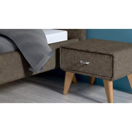 Chevet tissu pieds bois scandinave