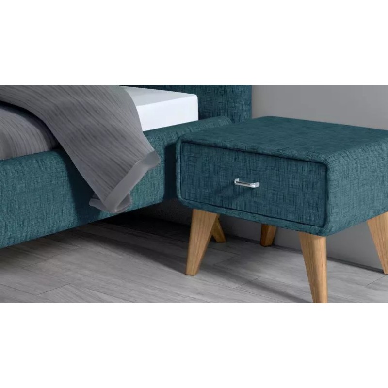 Chevet tissu pieds bois scandinave
